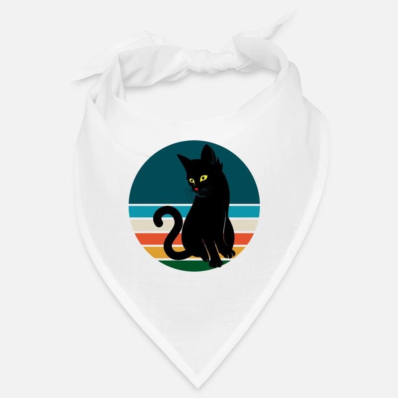 Coucher du soleil rétro assis de chat noir Bandana