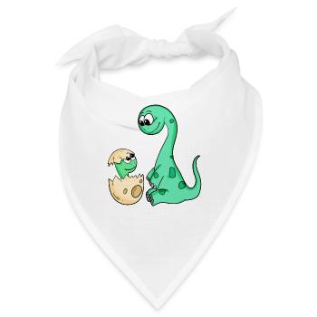 Dinosaurier mit Baby Dinosaurier - Bandana - Weiß - Vorne