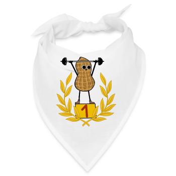 Erdnuss Bodybuilder Body building Gewichte Hantel - Bandana - Weiß - Vorne