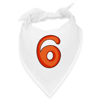 Ziffer 6 Zahl Nummer Sechs - Bandana - Weiß - Vorne