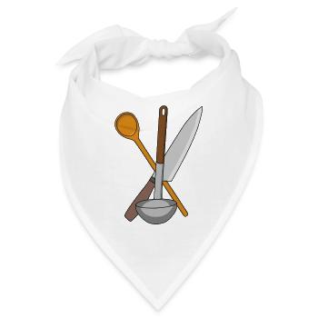 Koch Messer Kochen Küche Suppenkelle Kochlöffel - Bandana - Weiß - Vorne