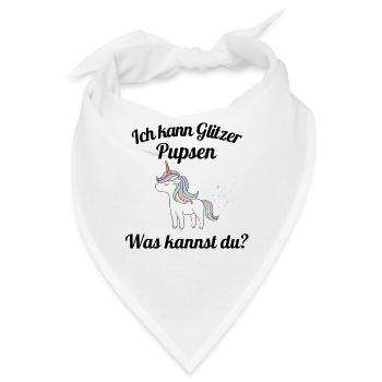 Ich kann Glitzer Pupsen Was kannst du? Einhorn - Bandana - Weiß - Vorne