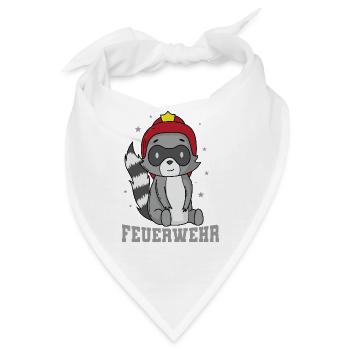 Feuerwehr Waschbär mit Feuerwehrhelm - Bandana - Weiß - Vorne