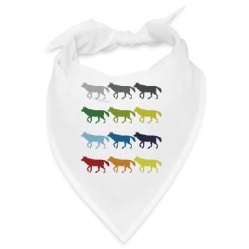 Neon Pop Art Retro Wolf Wildtier Geschenkidee - Bandana - Weiß - Vorne