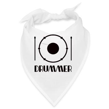 Drummer Schlagzeuger Schlagzeug Beat Trommeln - Bandana - Weiß - Vorne
