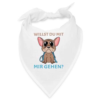 Willst du mit mir(Gassi) gehen? - Bandana - Weiß - Vorne