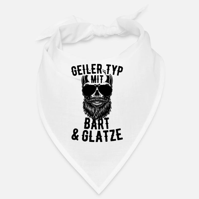 Geiler Typ Mit Bart & Glatze Glatzkopf Bartträger - Bandana - Weiß