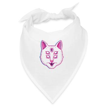 Glitch Cat Leuchtende katze mit Augen - Bandana - Weiß - Vorne