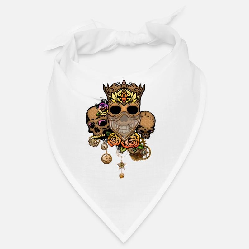 Crâne Steampunk avec des fleurs Bandana