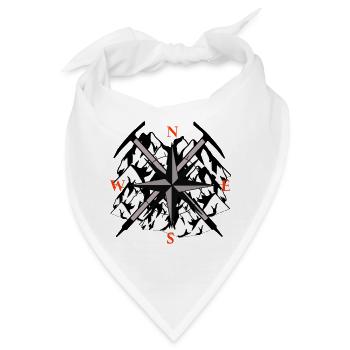 Gebirge Gipfel Berg Kompass Spitzhacke Bergsport - Bandana - Weiß - Vorne