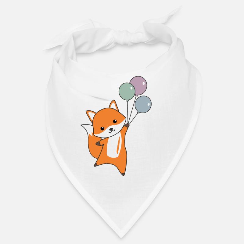 Fuchs süß Tier fliegt Luftballons Kinder - Bandana - Weiß