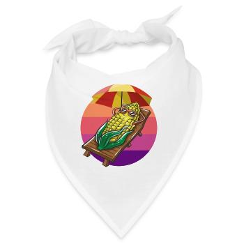 Witziger Maiskolben mit Sonnenbrille Mais Sonnen - Bandana - Weiß - Vorne