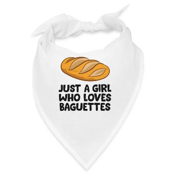 Baguette Girl Nur ein Mädchen, das Baguettes liebt - Bandana - Weiß - Vorne