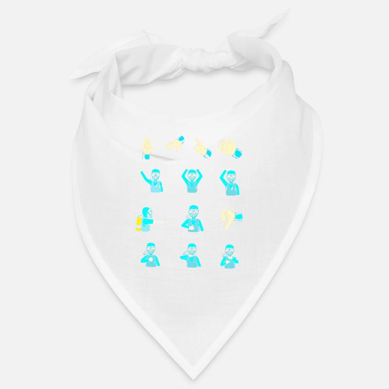Plongeur Main Signe Scuba Diving - Bandana - blanc