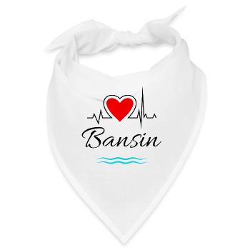 Bansin-Mein Herz schlägt für Usedom-Herz mit Welle - Bandana - Weiß - Vorne