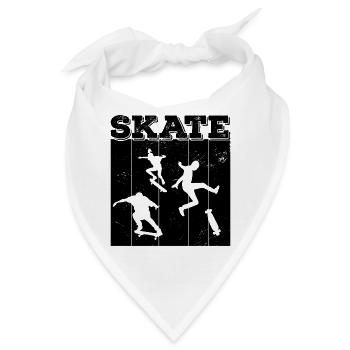 Skate, skaten, Skater, Skateboard - Bandana - Weiß - Vorne