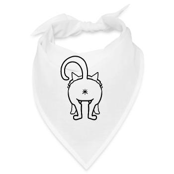 Katze von hinten - Katzenarsch - Bandana - Weiß - Vorne