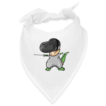 Der fechtende T-Rex mit Maske und Florett Fechten - Bandana - Weiß - Vorne