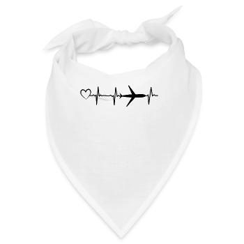 Flugzeug Herzschlag Herz Passagierflugzeug Pilot - Bandana - Weiß - Vorne