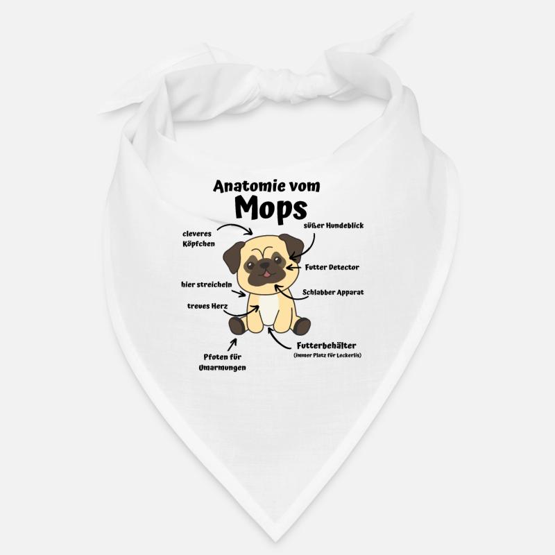 Anatomie eines Mops süße Hunde lustiger Welpe Bandana