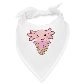Axolotl rosa Eis Waffel süße Tiere Axolotls - Bandana - Weiß - Vorne