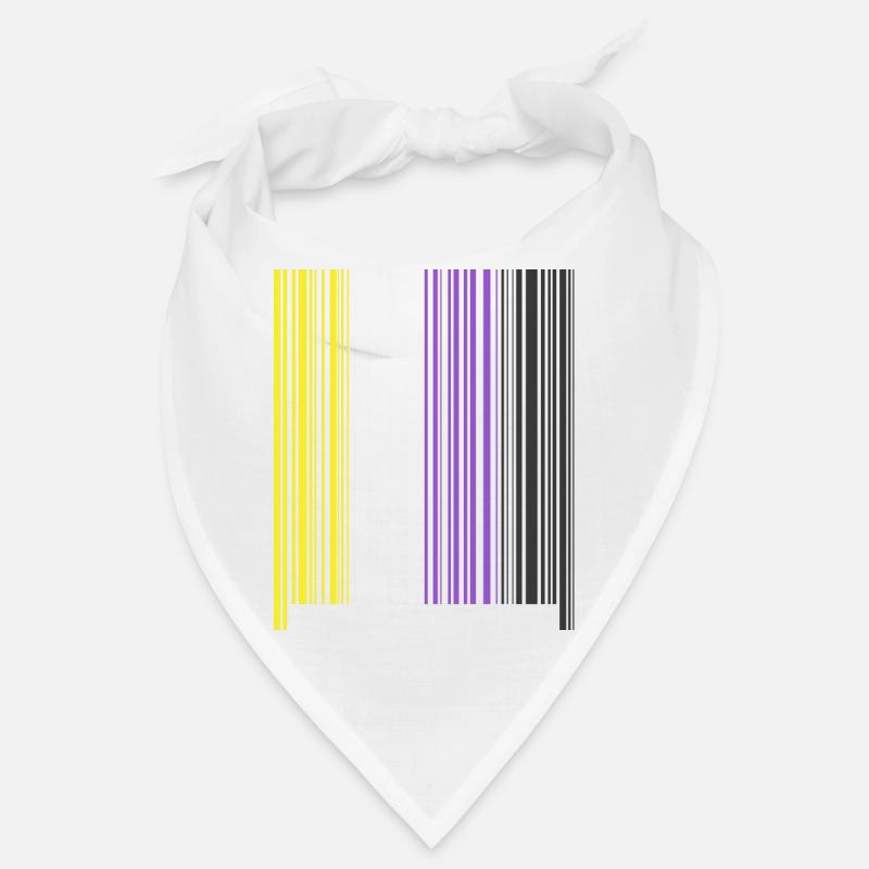 Nonbinary Flag Barcode Enby Genderqueer LGBT - Bandana - Weiß