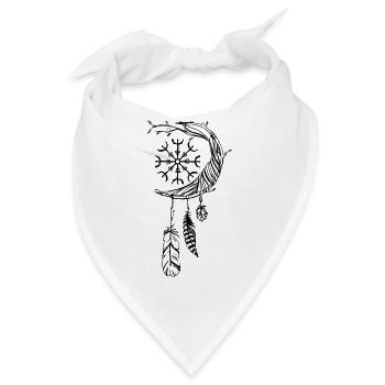 Magisches Traumfänger Symbol mit Wikinger Runen - Bandana - Weiß - Vorne