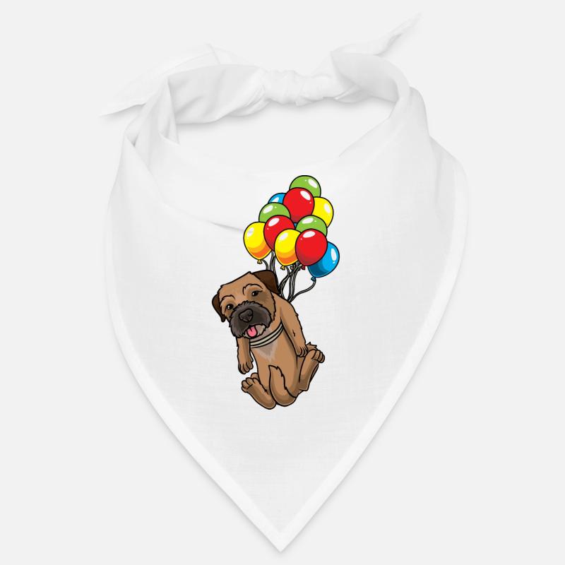Border Terrier mit Luftballons - Bandana - Weiß
