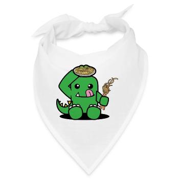 Dinosaurier mit Spaghetti - Bandana - Weiß - Vorne