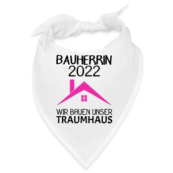 Bauherrin Hausbau Baustelle Richtfest 2022 - Bandana - Weiß - Vorne