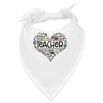 Teacher Heart Shape Teach Inspire Include - Bandana - Weiß - Vorne