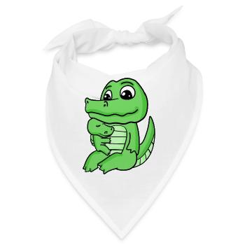 Krokodil Familie - Krokodil mit Baby - Krokodil - Bandana - Weiß - Vorne