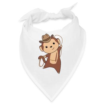 Cowboy Affe lustige Western Affen zum Fashing - Bandana - Weiß - Vorne