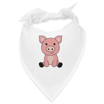 Schwein Schweinchen Ferkel Schlamm - Bandana - Weiß - Vorne