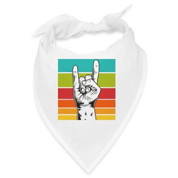 Vintage Rocker Handzeichen Rockmusik Retro Zeichen - Bandana - Weiß - Vorne