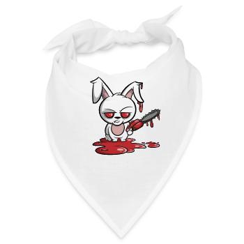 Hase mit Kettensäge - böses Hasi - Bandana - Weiß - Vorne