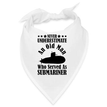 Never Underestimate Old Man Submarine Veteran Navy - Bandana - Weiß - Vorne