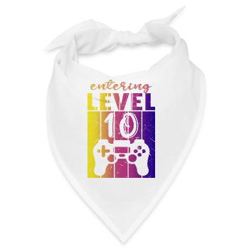 Level 10 Gaming Controller 10. Geburtstag - Bandana - Weiß - Vorne