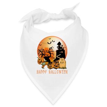 Halloween Zwerg trägt nachts den Kürbis ans Grab - Bandana - Weiß - Vorne