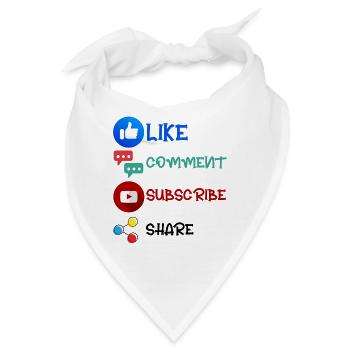 Like Comment Subscribe Share 2 - Bandana - Weiß - Vorne