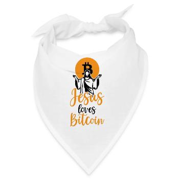Jesus Liebt Bitcoin Crypto Coin Blockchain Geld - Bandana - Weiß - Vorne