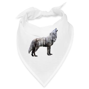 Wolf Wald Doppelbelichtung Natur - Bandana - Weiß - Vorne