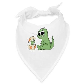 Dinosaurier mit Baby Dinosaurier - Bandana - Weiß - Vorne