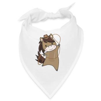 Cowboy Pferd Pferde Rinder Lasso Western - Bandana - Weiß - Vorne