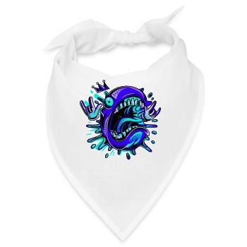 Verrückter Fischkopf mit Krone Nr.11 - Bandana - Weiß - Vorne