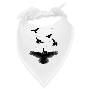 Krähe Rabe Raben Vogel Vögel Vogelschwarm - Bandana - Weiß - Vorne