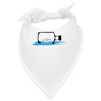 Papierboot Papierschiff Flasche Flaschenpost Meer - Bandana - Weiß - Vorne