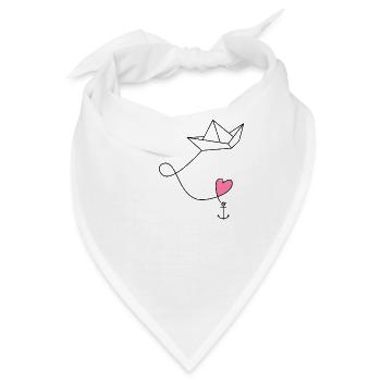 Papierschiff Papierboot mit Anker im Meer - Bandana - Weiß - Vorne