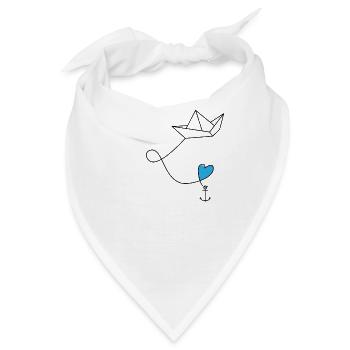 Papierschiff Papierboot mit Anker im Meer - Bandana - Weiß - Vorne