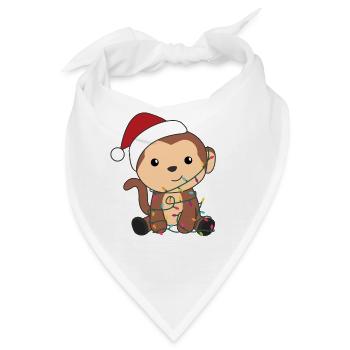 Affe Weihnachten Schnee Winter Tiere Affen - Bandana - Weiß - Vorne